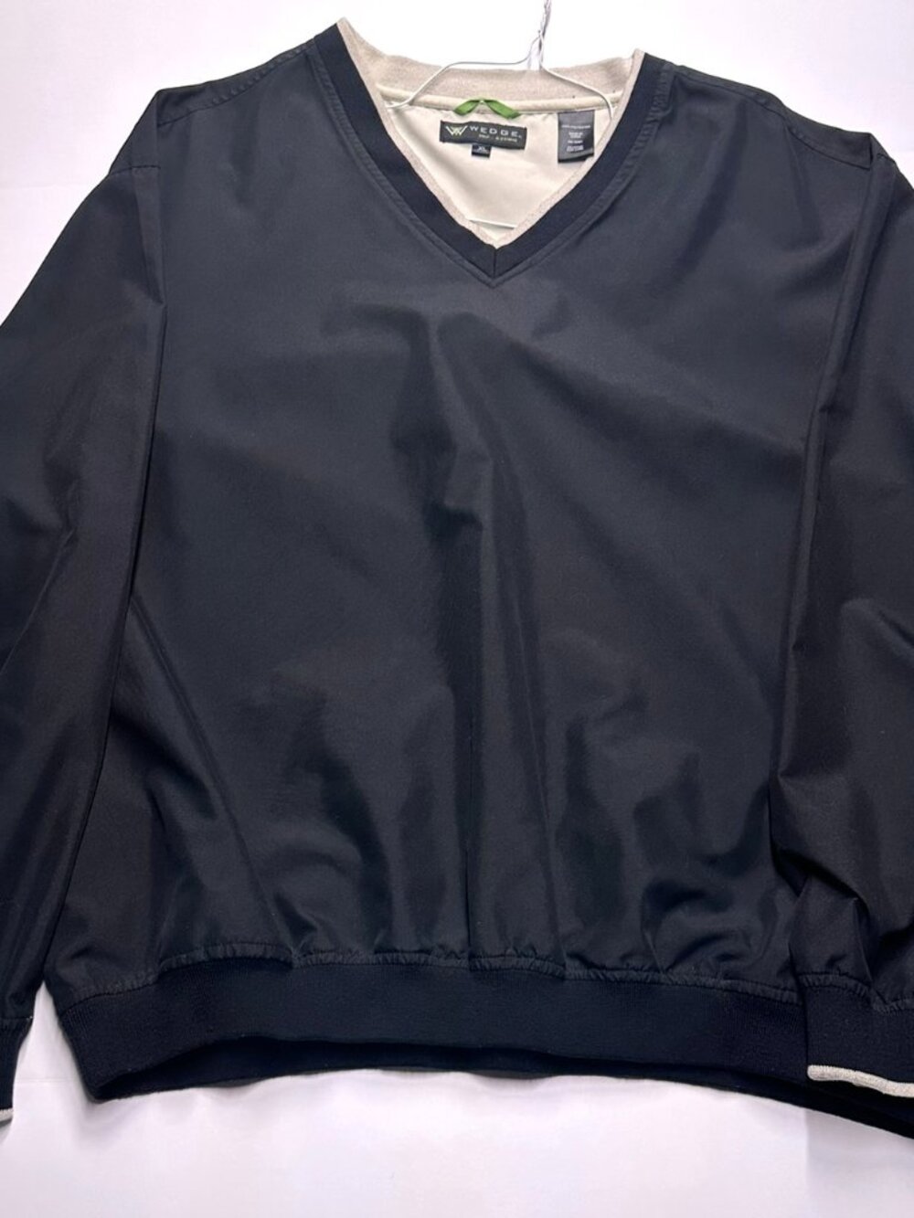 Wedge Golf Reversible V-Neck Pullover Windbreaker Jacket Mens XL Black